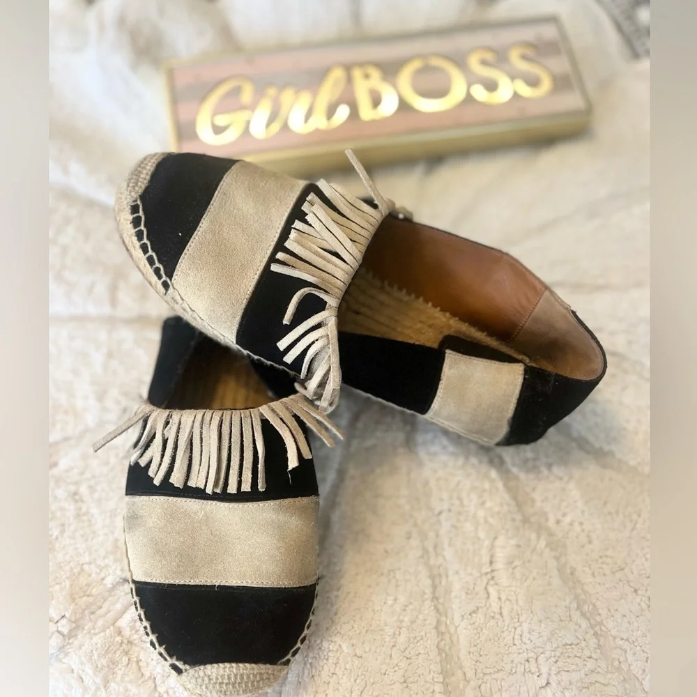 Authentic Chloe Beige and Black Espadrilles
